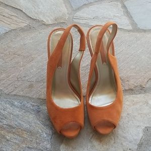 Orange Suede Pumps